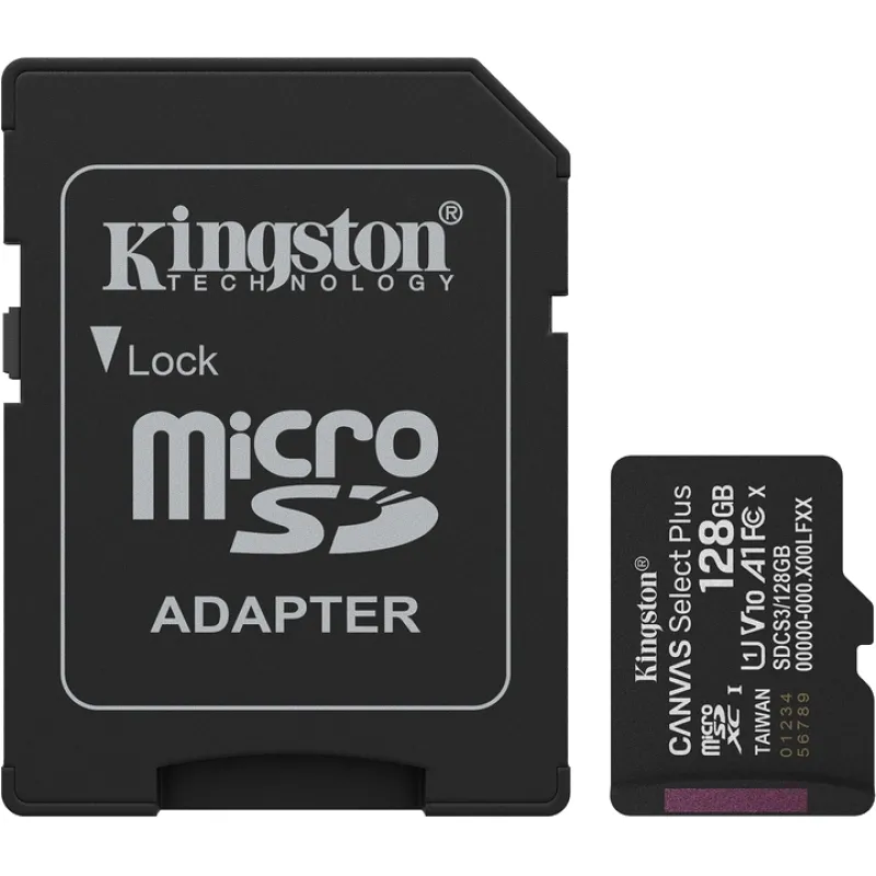 Карта пам'яті Kingston MicroSD 128GB C10 UHS-I A1 V10 R150MB/s + SD