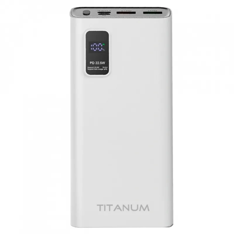 Повербанк Videx TITANUM 727S 20000mAh 22.5W білий