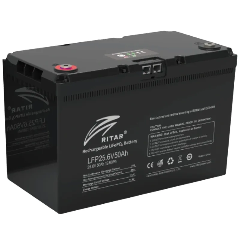 Акумуляторна батарея 50 Аг Ritar LFP25.6V50AH G3 літій-залізо-фосфатна із системою підігріву та Bluetooth