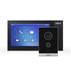 Комплект Wi-Fi IP-домофону Dahua DHI-VTO2211G-WP чорний + DHI-VTH2421FW-P